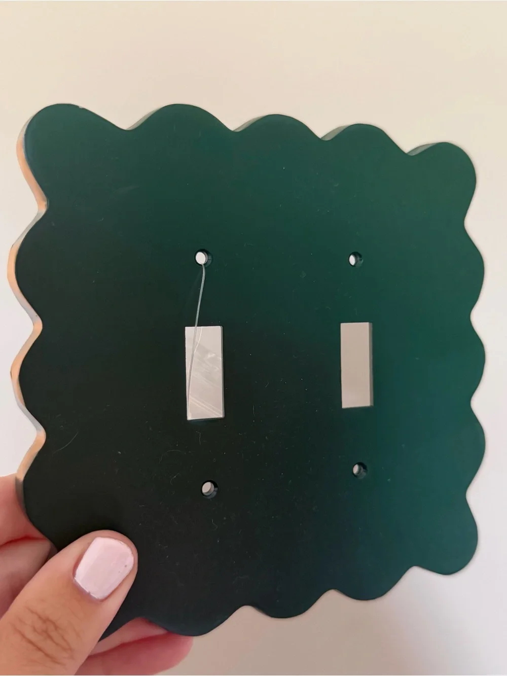 Anthropologie Dark Green Scalloped Double Toggle Light switch Wall Plate Cover